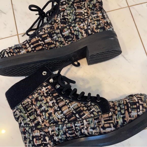 Chanel Tweed Lace Up Boots - Picture 3 of 14